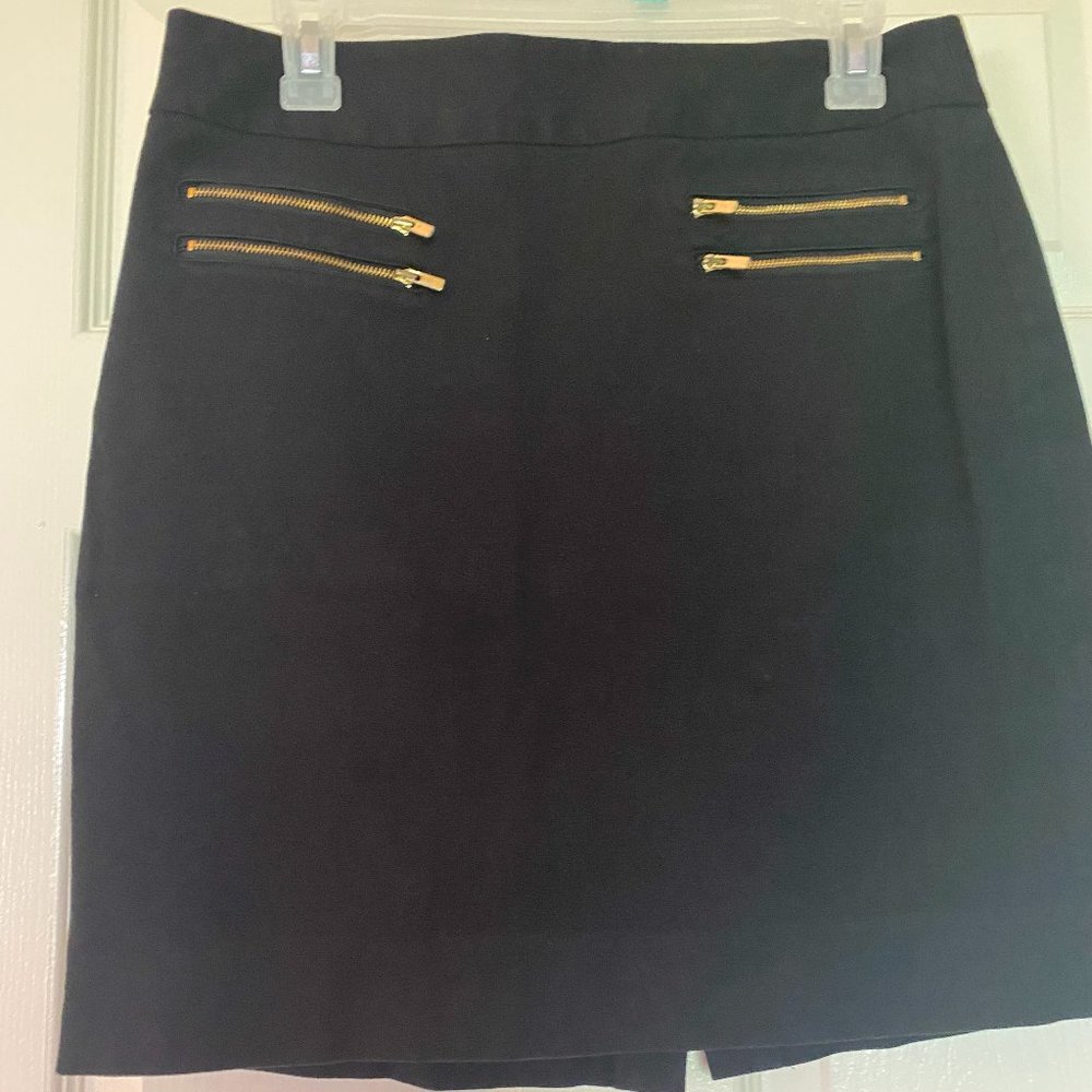Banana Republic Black Mini Skirt with Gold Zippers Size 10